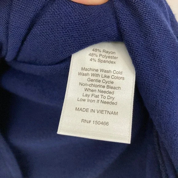 New 41 Hawthorn Surplice Wrap Knit Top XXL Navy Long Sleeve Ruched Preppy - Picture 6 of 9
